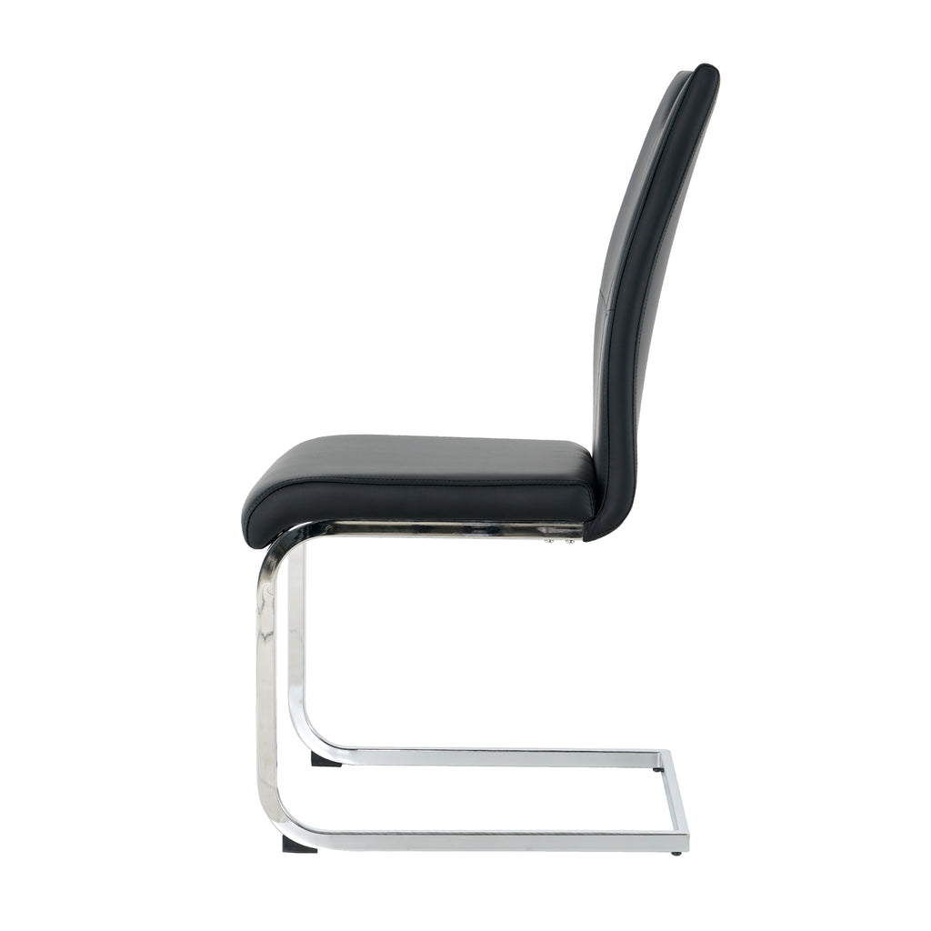 Modern Dining Chairs with Faux Leather Padded Seat Dining Living Room Chairs Upholstered Chair with Chrome Metal Legs Design for Kitchen, Living, Bedroom, Dining Room Side Chairs Set of 4 - Grand Goldman Shop
