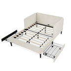 Beige Velvet Upholstered Platform Bed Frame with 2 Storage Drawers and Adjustable Sofa Bed, Full Size - Grand Goldman Shop