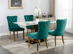 A&A Furniture,Nikki Collection Modern, High-end Tufted Solid Wood Contemporary Velvet Upholstered Dining Chair with Golden Stainless Steel Plating Legs,Nailhead Trim,Set of 2，Black and Gold, SW1601GN - Grand Goldman Shop