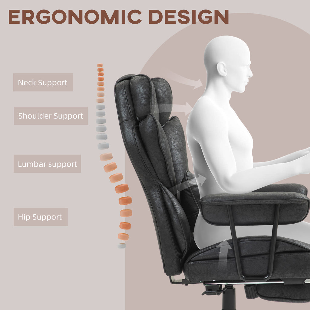 HOMCOM Executive Office Chair, 400LBS Big and Tall Office Chair with Foot Rest, Microfiber Computer Desk Chair with Lumbar Su