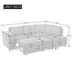 Mirod 91.5-Inch L Shaped Couch with Pull Out Bed and Storage Sectional Sleeper Sofa with Hidden Storage , Wide Armrest with storage,for Living Room, Apartment, Bedroom, Office - Grand Goldman Shop