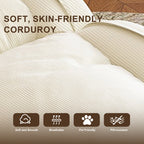 Upholstered Foldable Lazy Sofa Bed for Adults and Pets, Adjustable Recliner with 5 Positions, Off White Corduroy, 70.87 x 37.40 x 11.02 inches - Grand Goldman Shop