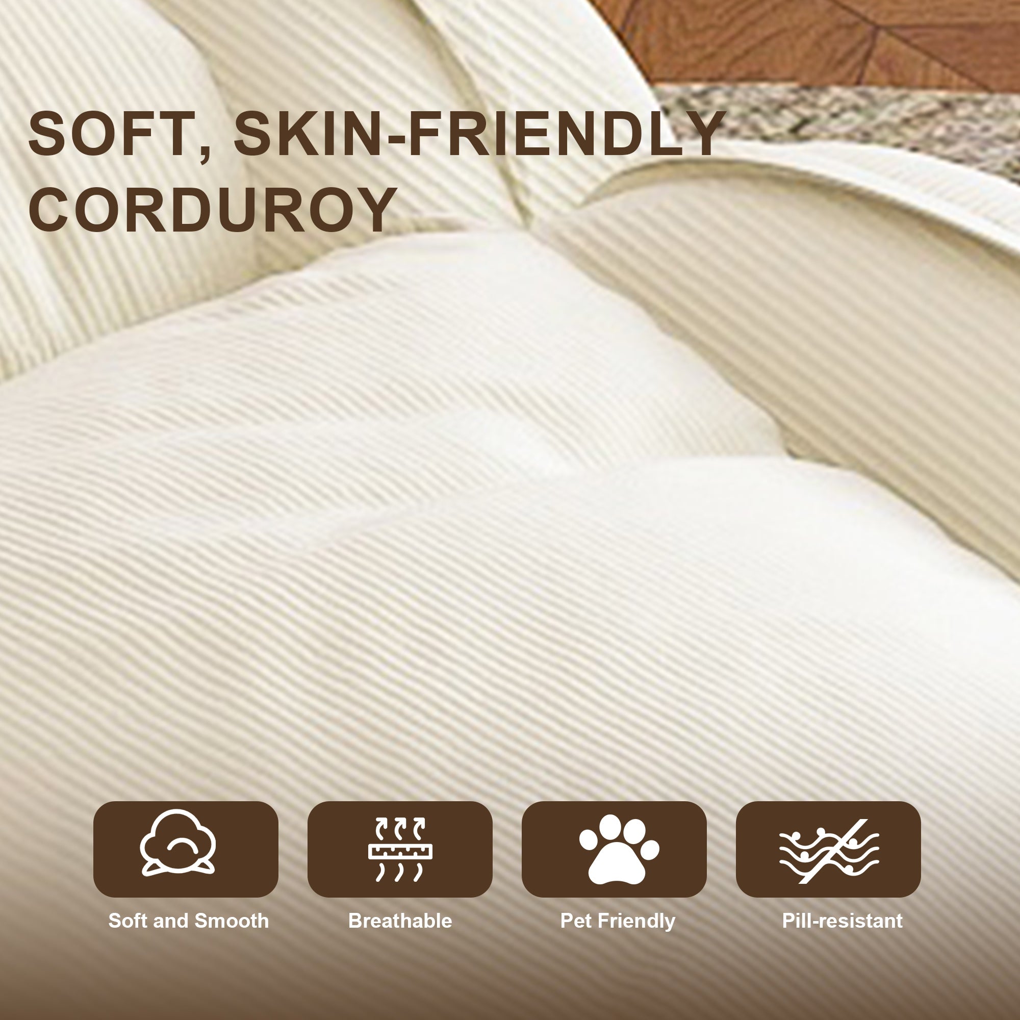 Upholstered Foldable Lazy Sofa Bed for Adults and Pets, Adjustable Recliner with 5 Positions, Off White Corduroy, 70.87 x 37.40 x 11.02 inches - Grand Goldman Shop