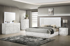 Manhattan Queen 5-Piece Bedroom Set – Modern Design with Lacquer Finish, Geometric Accents, and LED Lighting - Grand Goldman Shop