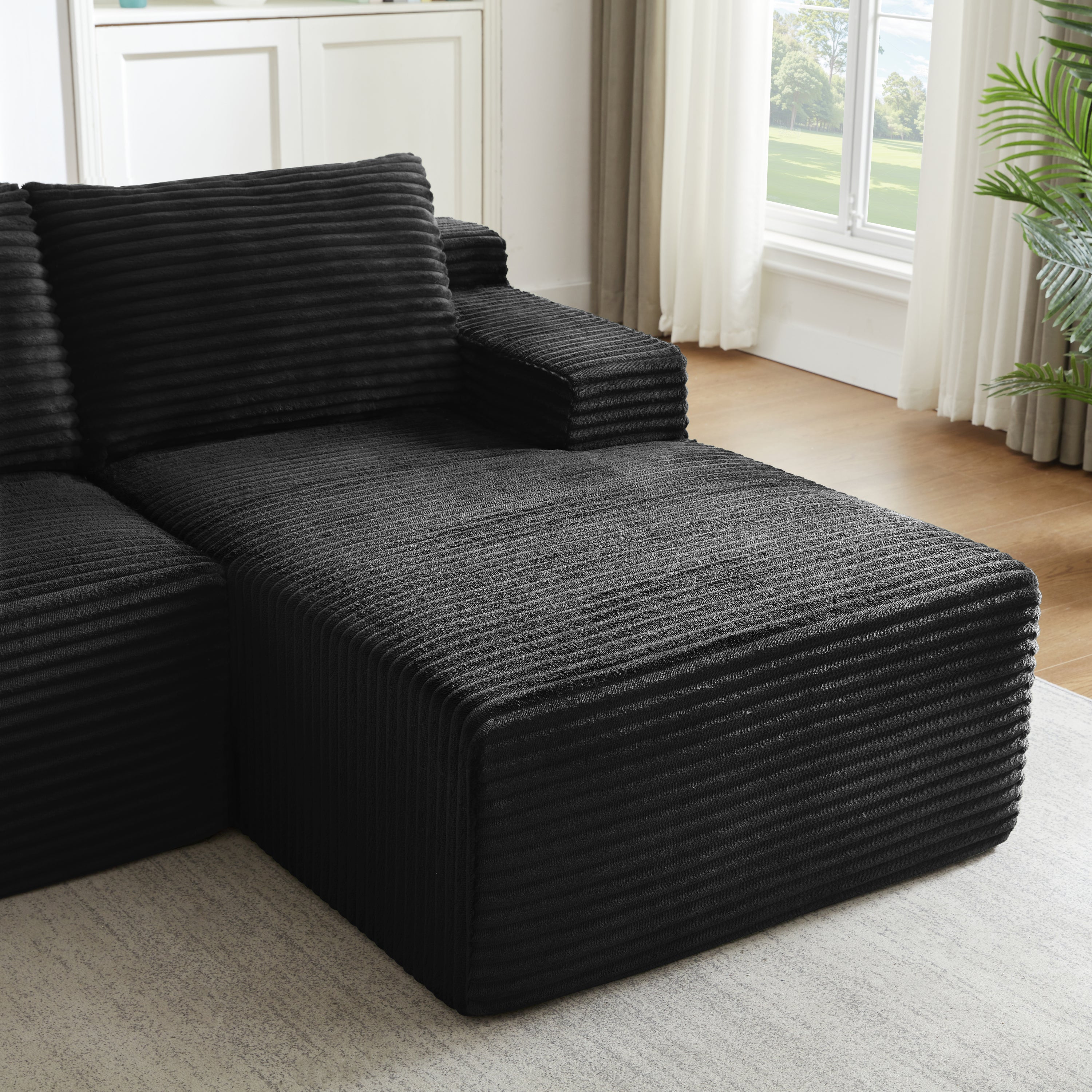 L-Shaped Cloud Sectional Sofa with Deep Seat,No Assembly Required,Modular Couches Sleeper for Living Room,Bedroom,Apartment,Black - Grand Goldman Shop