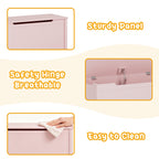Kids Wooden Toy Box Storage with Safety Hinged Lid for Ages 2+ (Pink) - Grand Goldman
