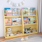 3 Tier Kids Book Shelf, Natural Finish MDF & Pine Wood Storage Rack for Playrooms, Bedrooms, and Classrooms | Premium Home De