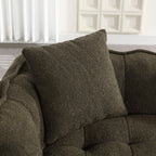 Cozy Beanbag Chair with High Resilience Foam Core for Two - Olive Green Chenille, 66x35x25 inches - Grand Goldman Shop