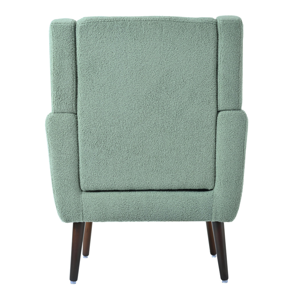 Modern Accent Chair,Teddy Fabric Living Room Chairs Comfy Reading Chair,Mid Century Accent Chair, Lounge Arm Chairs Armchair for Living Room Bedroom (Light Green) - Grand Goldman Shop