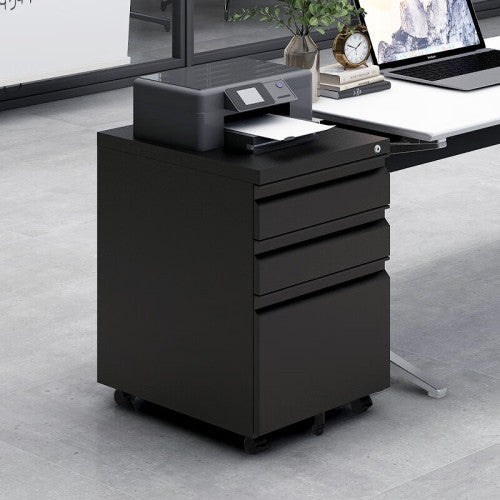 3-Drawer Mobile File Cabinet with Lock, 5 Wheels (2 Brakes + Anti-Tip),Cold Rolled Steel Fully Assembled Metal Filing Cabinet