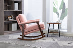 Mid Century Modern Accent Chair ,rocking chair with Wood Frame, Upholstered Living Room Chairs , Reading Armchair for Bedroom Sunroom - Grand Goldman Shop