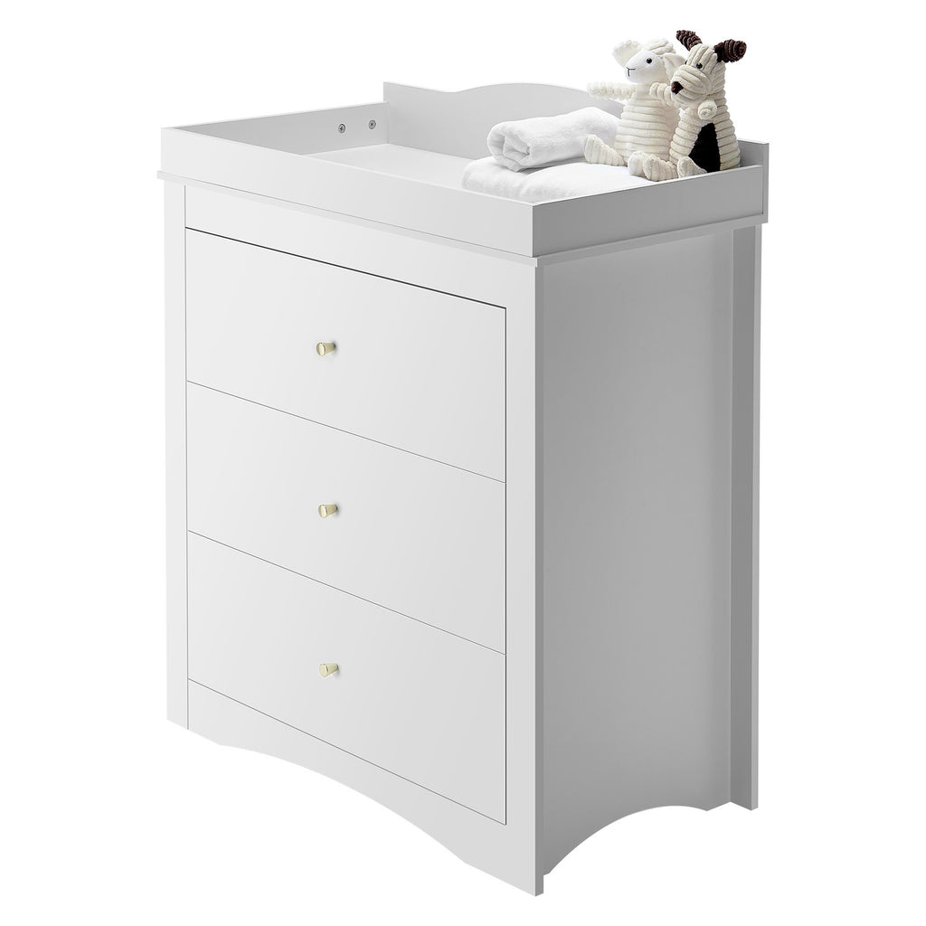 Changing Table Dresser Baby Diaper Change Station with 3 Drawers White | Premium Home Decor - Grand Goldman