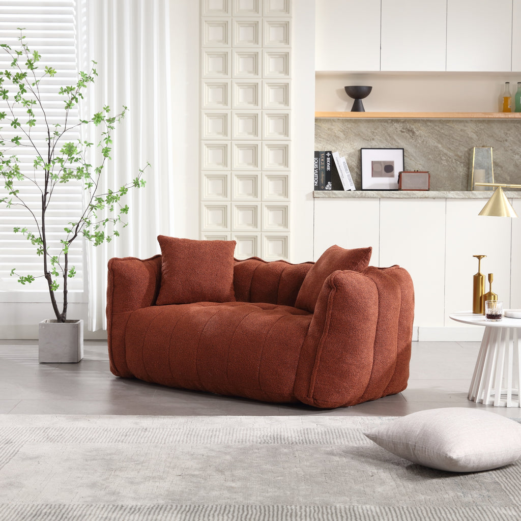 Cozy Beanbag Chair with High Resilience Foam Core for Two - Red Chenille, 66x35x25 inches - Grand Goldman Shop