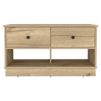 Hamilton Storage Bench, Two Open Shelves, Two Drawers -Light Oak - Grand Goldman Shop