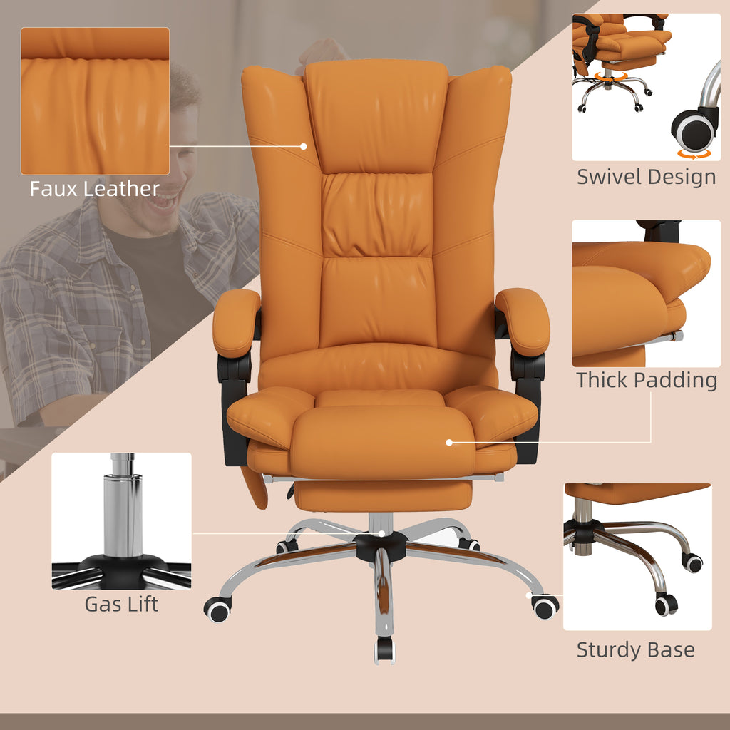 Vinsetto Executive Massage Office Chair with 4 Vibration and Heat, 3 Modes, PU Leather Swivel Chair with Adjustable Height, R