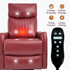 Red Faux Leather Heat Massage Manual Recliner Chair with Rocker and Swivel for Living Room - Grand Goldman Shop