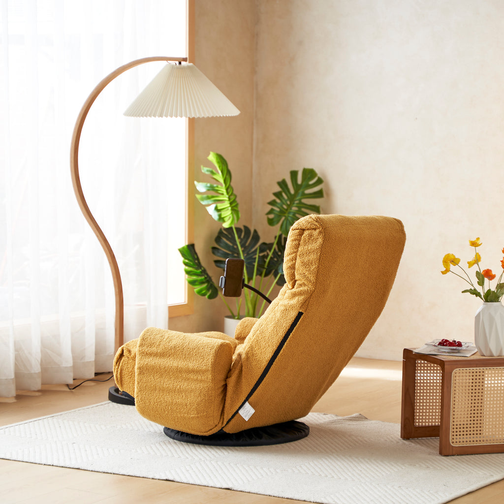 Adjustable Yellow Swivel Lounge Chair with 360-Degree Rotating Seat and Headrest Support, Leisure Chair Deck Chair - Game Chair for Living Room - Grand Goldman Shop