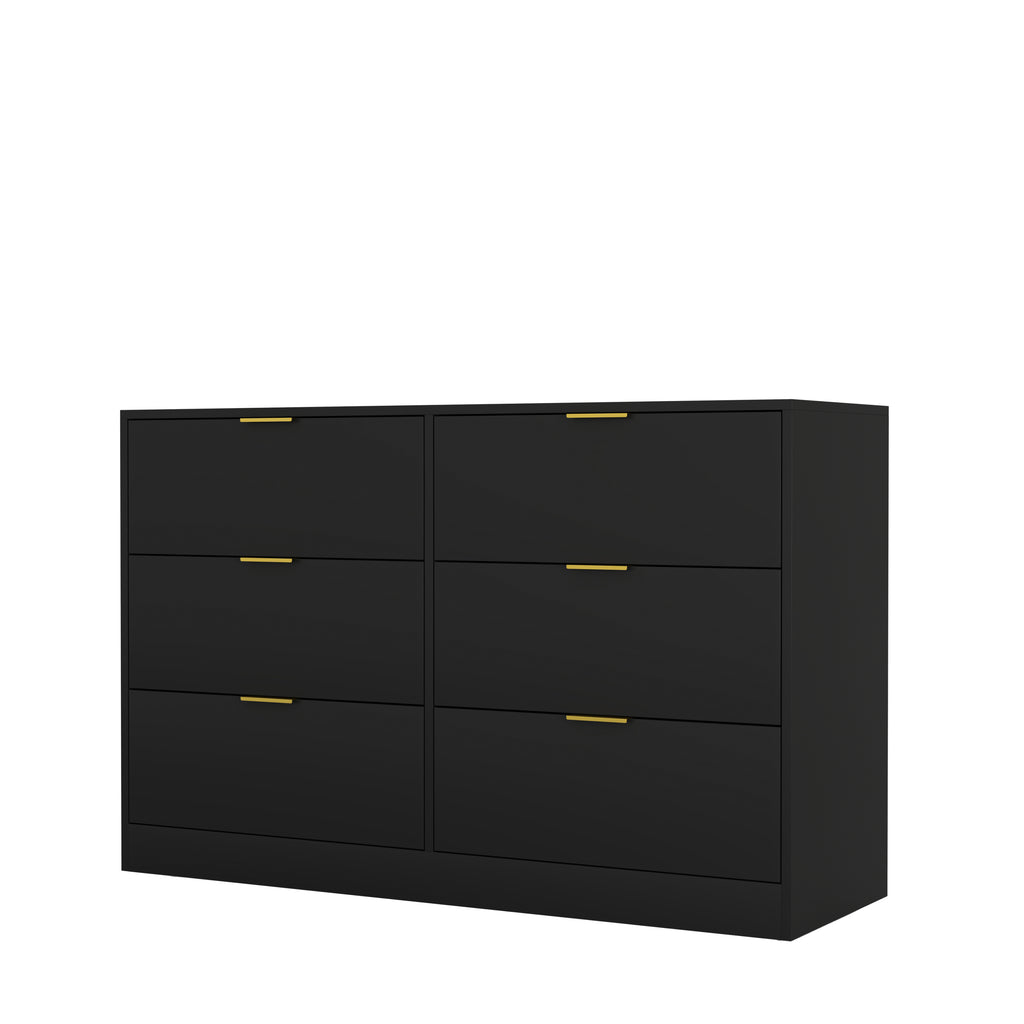 Simply Modern 6-Drawer Dresser, Chest of Drawers for Bedroom, Living Room, Hallway, and Entryway - Large Storage Cabinet Black - Grand Goldman Shop