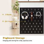 White Farmhouse Office Desk with Storage Cabinet, Charging Station, Monitor Stand & Pegboard, 55' Computer Writing Desk with 