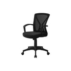 Contemporary Office Chair with Adjustable Height, Swivel, Ergonomic Design, Black Mesh Back, Black Metal Frame, Modern Work D