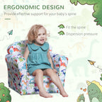 Qaba Kid's Sofa Chair with Dinosaur Design and Thick Padding, Flannel-Covered Toddler Armchair for Bedroom, Playroom | Premiu