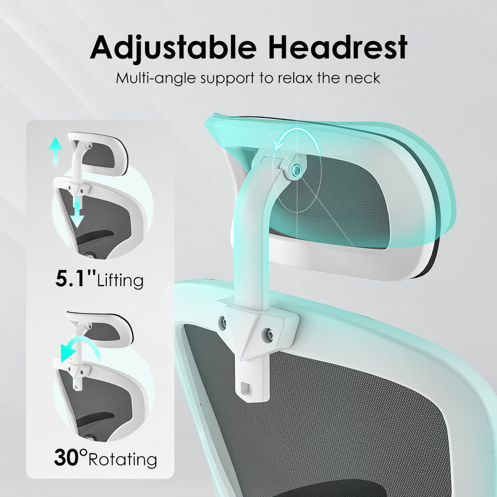 Ergonomic Office Chair, Home Office Desk Chair with Headrest, High Back Computer Chair with Armrests and Adjustable Lumbar Su