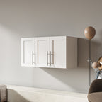 Stackable Wall Mounted Storage Cabinet, 15.75 'D x 35.43' W x 19.69 'H, White - Grand Goldman Shop