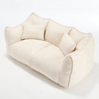 Comfortable Dual Beanbag Chair with High Resilience Foam Core for Two People in Beige Chenille - Grand Goldman Shop