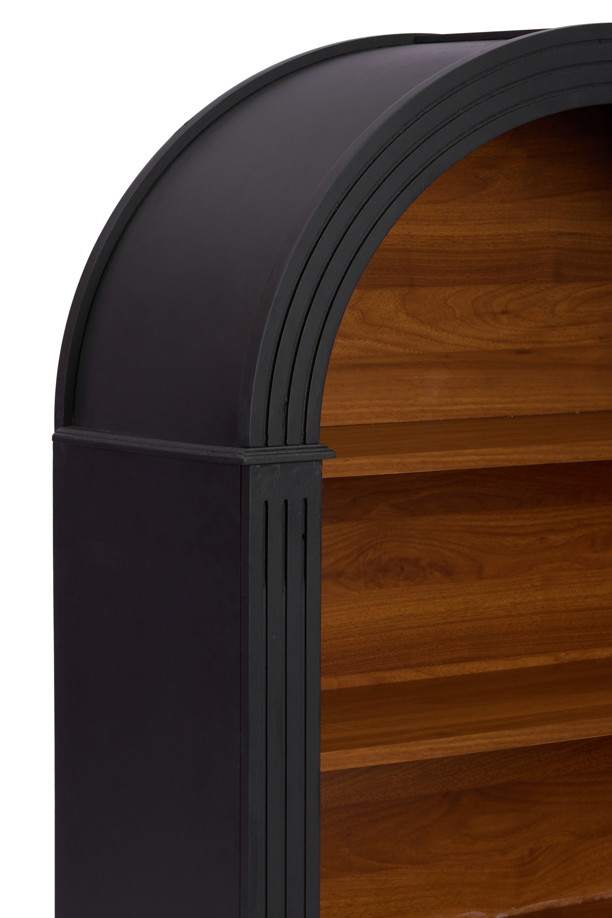 Bookcase, 4-Shelf Tall Bookshelf, 45.66' Wood Open Display Floor Arched Bookcase, Large Storage Organizer for Library, Bedroom, and Living Room (Black) - Grand Goldman Shop