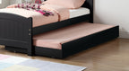 Twin Size Bed w/ Trundle Slats Black Pine Plywood Kids Youth Bedroom Furniture - Grand Goldman