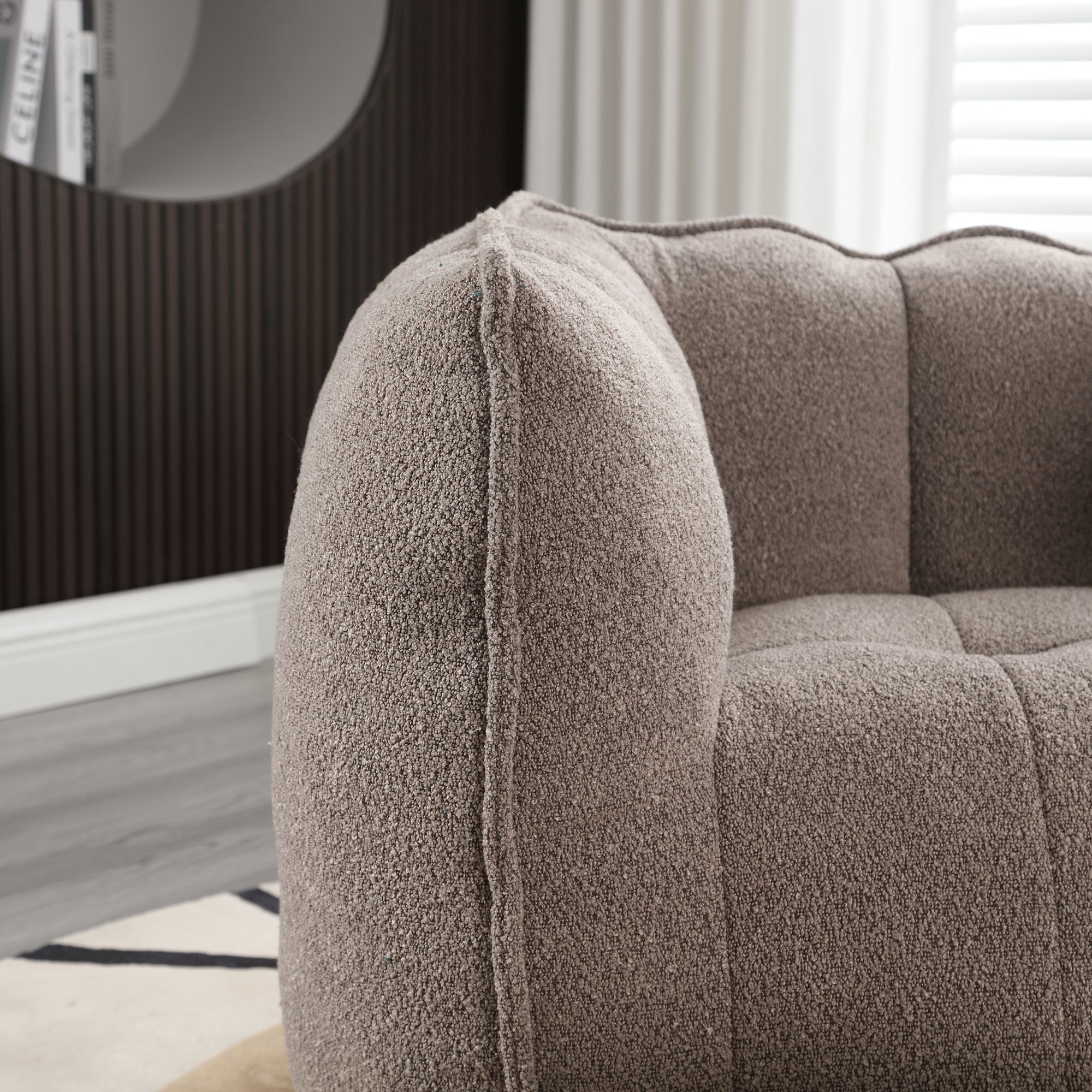 Soft Chenille Bean Bag Chair with High Resilient Foam for Living Room and Bedroom, Comfortable Square Lazy Sofa with Footstool for Adults - Grand Goldman Shop