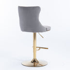 A&A Furniture,Golden Swivel Velvet Barstools Adjusatble Seat Height from 25-33 Inch, Modern Upholstered Bar Stools with Backs Comfortable Tufted for Home Pub and Kitchen Island（Gray,Set of 2） - Grand Goldman Shop