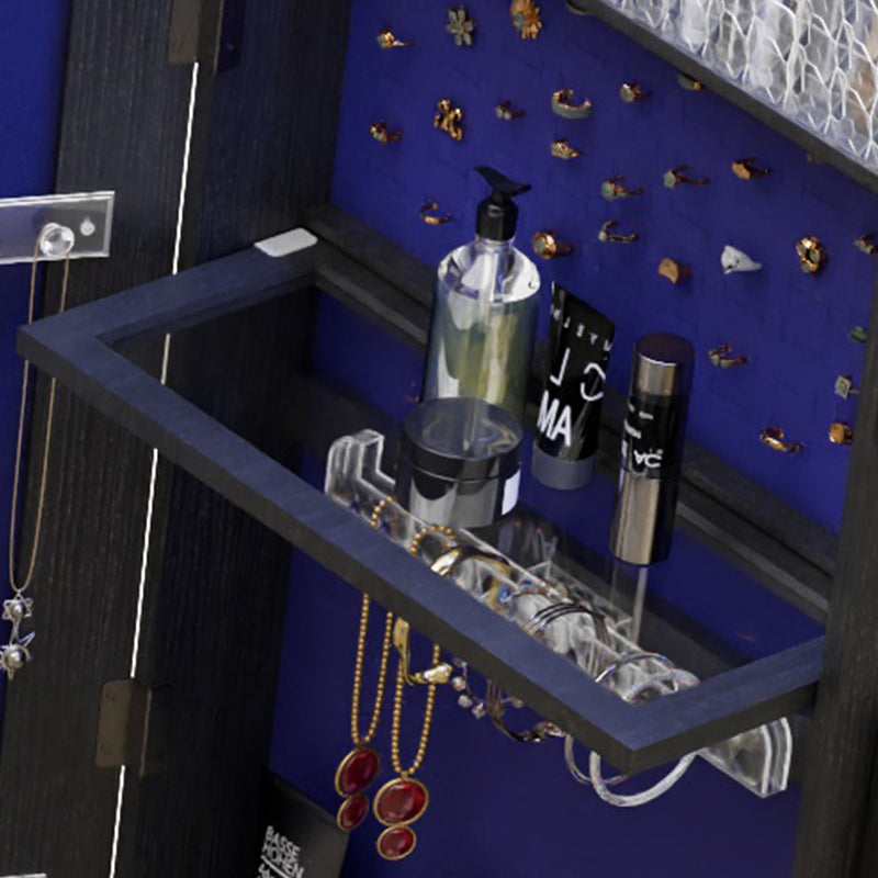 360°Swivel Jewelry Cabinet with Full Length Mirror, 360°Rotating Standing Jewelry Armoire Organizer, Lockable Storage Cabinet, Interior Lighted Mirror and Storage Drawers, Black - Grand Goldman Shop