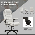 HOMCOM High Back Vibration Massage Office Chair with 6 Vibration Points, Heated Reclining PU Leather Computer Chair with Armr