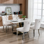 Nikki Collection Modern, High-end Tufted Solid Wood Contemporary Velvet Upholstered Dining Chair with Chrome Stainless Steel Plating Legs,Nailhead Trim,Set of 2，Beige and Chrome, SW1701BG - Grand Goldman Shop