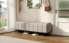 Indoor Dining Bench in Oatmeal Chenille Fabric with Rubber Wood Legs, Comfortable Seating for Dining Room or Living Area - Grand Goldman Shop