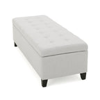 Upholstered Storage Ottoman Bench, Entryway Bench, End of Bed Bench, Ottoman Foot Rest for Bedroom, Light Grey, 300lbs - Grand Goldman Shop
