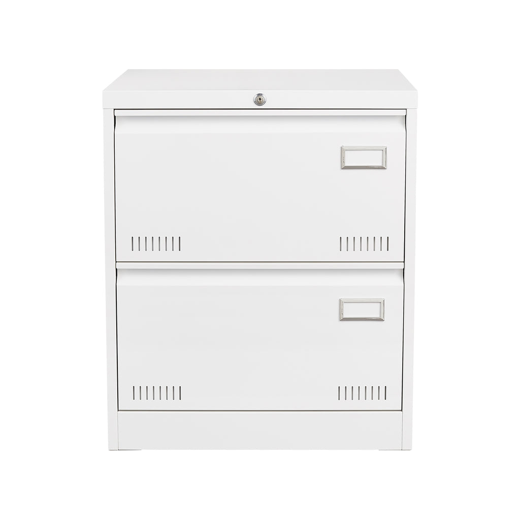 White Metal Lateral File Cabinet with Lock, 3 Drawers for Office/Home, Anti-Tip Design - Grand Goldman