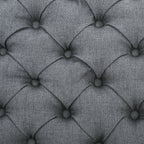 HAYES Contemporary Armed Storage Bench with Rolled Arms and Button Tufting in Dark Gray Fabric - Grand Goldman Shop