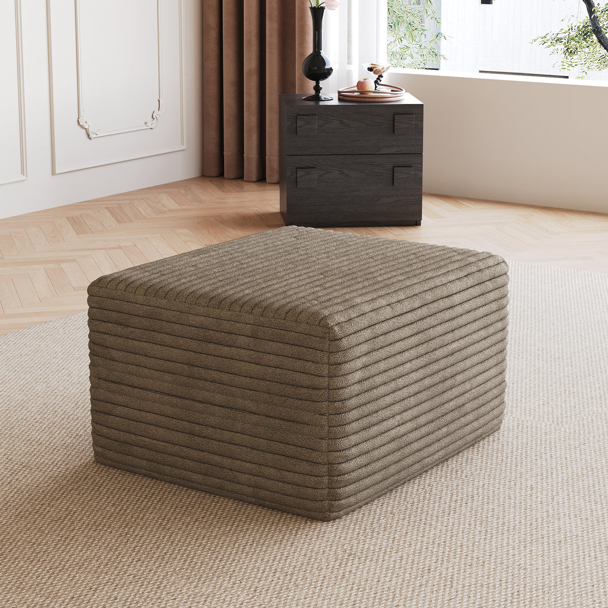 Sofa ottoman ,No Assembly Required,Camel(Plush Corduroy Fabric) - Grand Goldman Shop