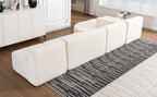 Modern Upholstered L-Shape Sofa with Chaise Lounge and Back Pillows, Beige Boucle Fabric, 144 inches - Grand Goldman Shop