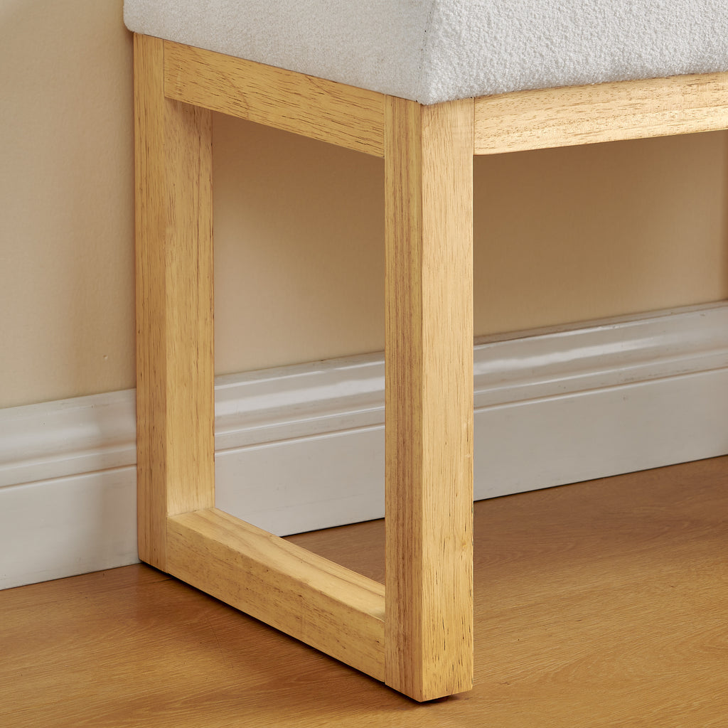 Shoe-changing bench, a shoe-changing bench with a wooden frame and a soft cushioned seat, can be placed freely and is suitable for small spaces without taking up much space - Beige - Grand Goldman Shop