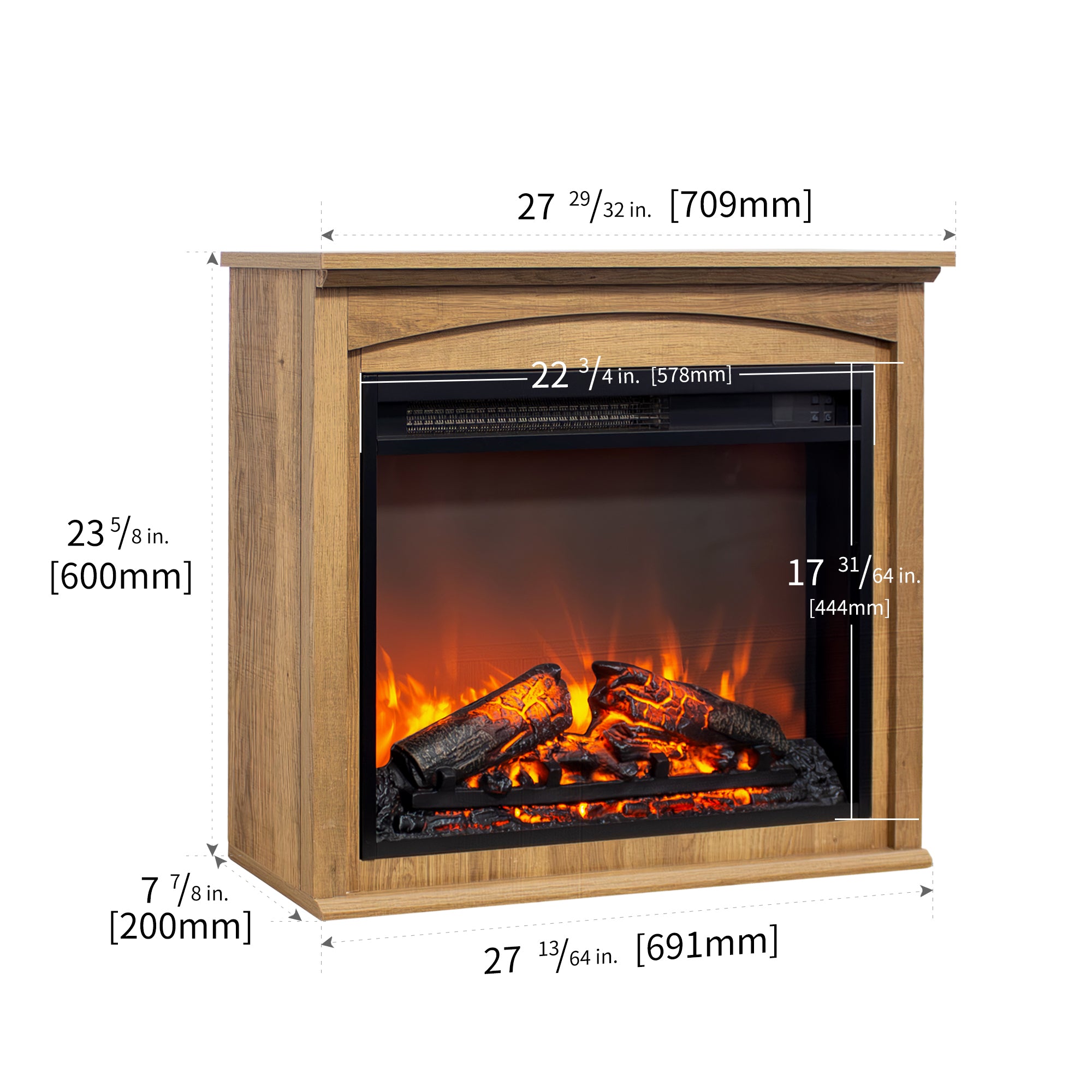 28 inch TV media entertainment center With electric fireplace - Grand Goldman Shop