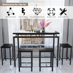 5 Pieces Dining Table Set for 4,Black Bar Table Set with 4 Bar Stools Counter Height Bar Table and Chairs Set. Pub Table Set Breakfast Table for Kitchen, Small Space - Grand Goldman Shop