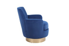 Velvet Swivel Barrel Chair, Swivel Accent Chairs Armchair for Living Room, Reading Chairs for Bedroom Comfy, Round Barrel Chairs with Gold Stainless Steel Base (Navy) - Grand Goldman Shop