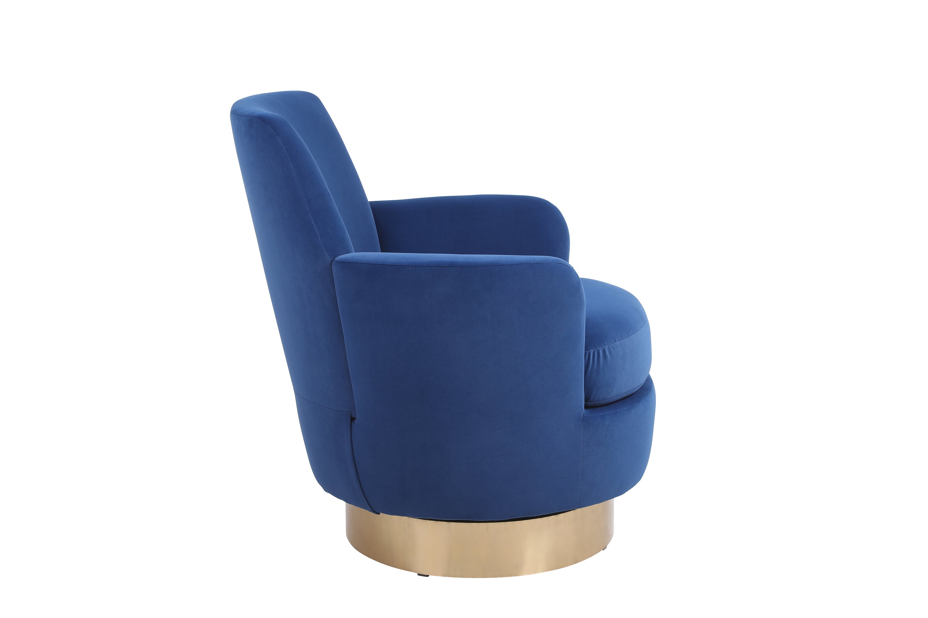 Velvet Swivel Barrel Chair, Swivel Accent Chairs Armchair for Living Room, Reading Chairs for Bedroom Comfy, Round Barrel Chairs with Gold Stainless Steel Base (Navy) - Grand Goldman Shop