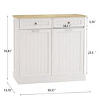 Two Drawers and Two-Compartment Tilt-Out Trash Cabinet Kitchen Trash Cabinet-White - Grand Goldman Shop