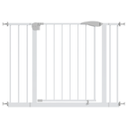 White Pressure-Mounted Baby Gate for Stairs, 29.5-44.1' Wide, Steel and ABS Construction, Easy Walk-Through Design for Kids a