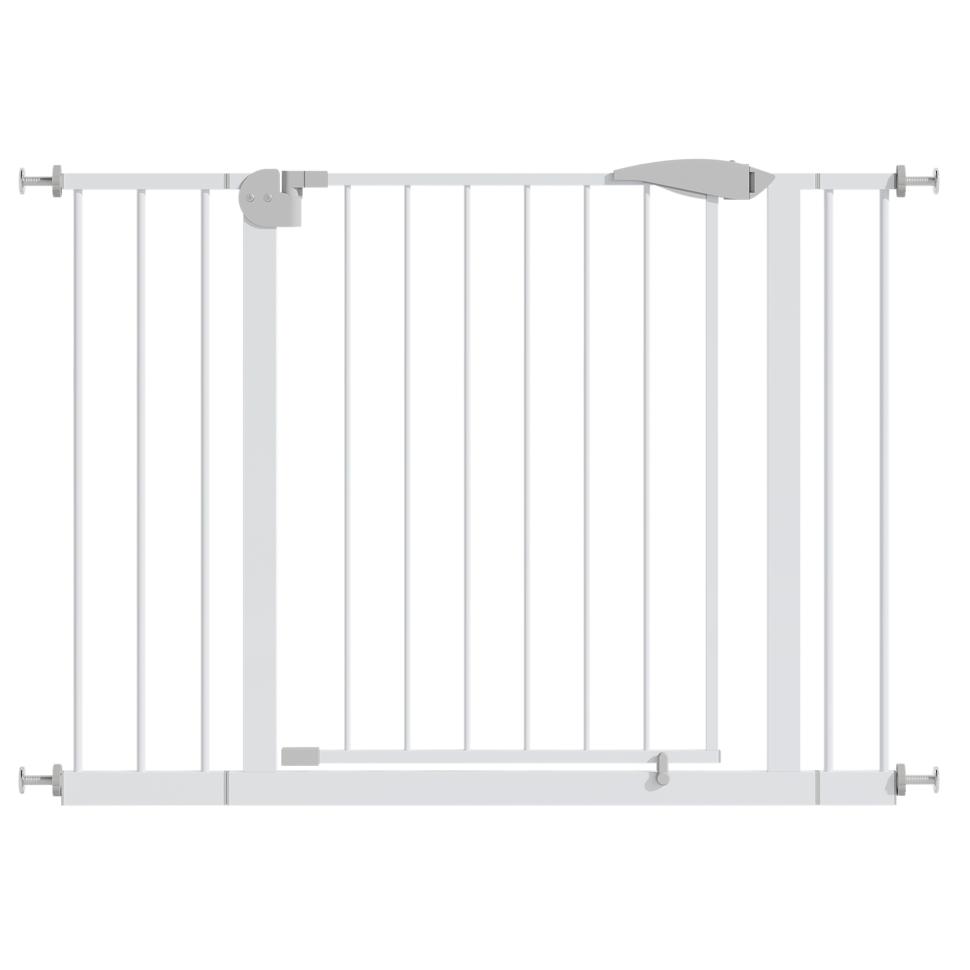White Pressure-Mounted Baby Gate for Stairs, 29.5-44.1' Wide, Steel and ABS Construction, Easy Walk-Through Design for Kids a