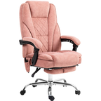 Heated Reclining Massage Office Chair with Adjustable Height and Footrest, Pink - Grand Goldman
